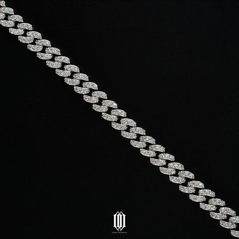 9mm Prong Cuban Link Bracelet - White Gold