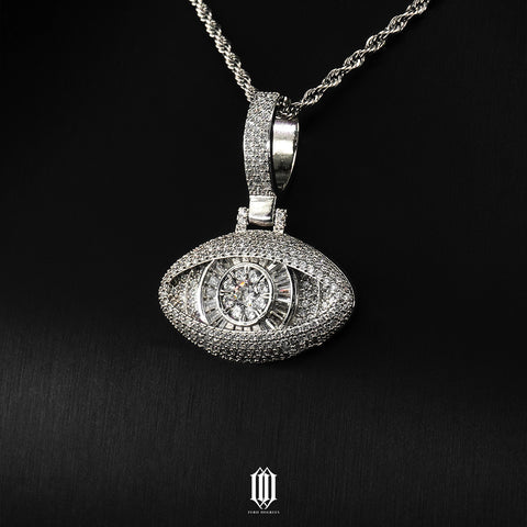 All Seeing Baguette Pendant - White Gold