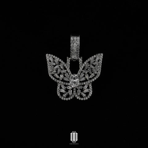 Distinct Cut Butterfly Pendant - White Gold