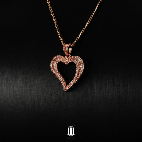 Baguette Heart Pendant - Rose Gold