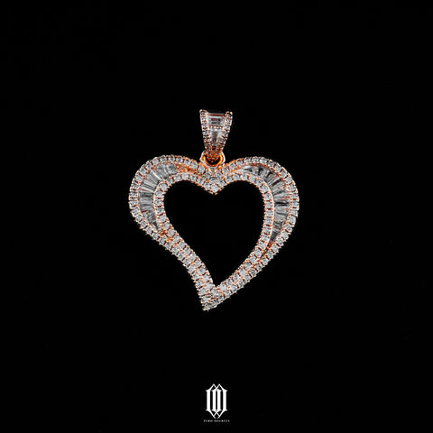 Baguette Heart Pendant - Rose Gold