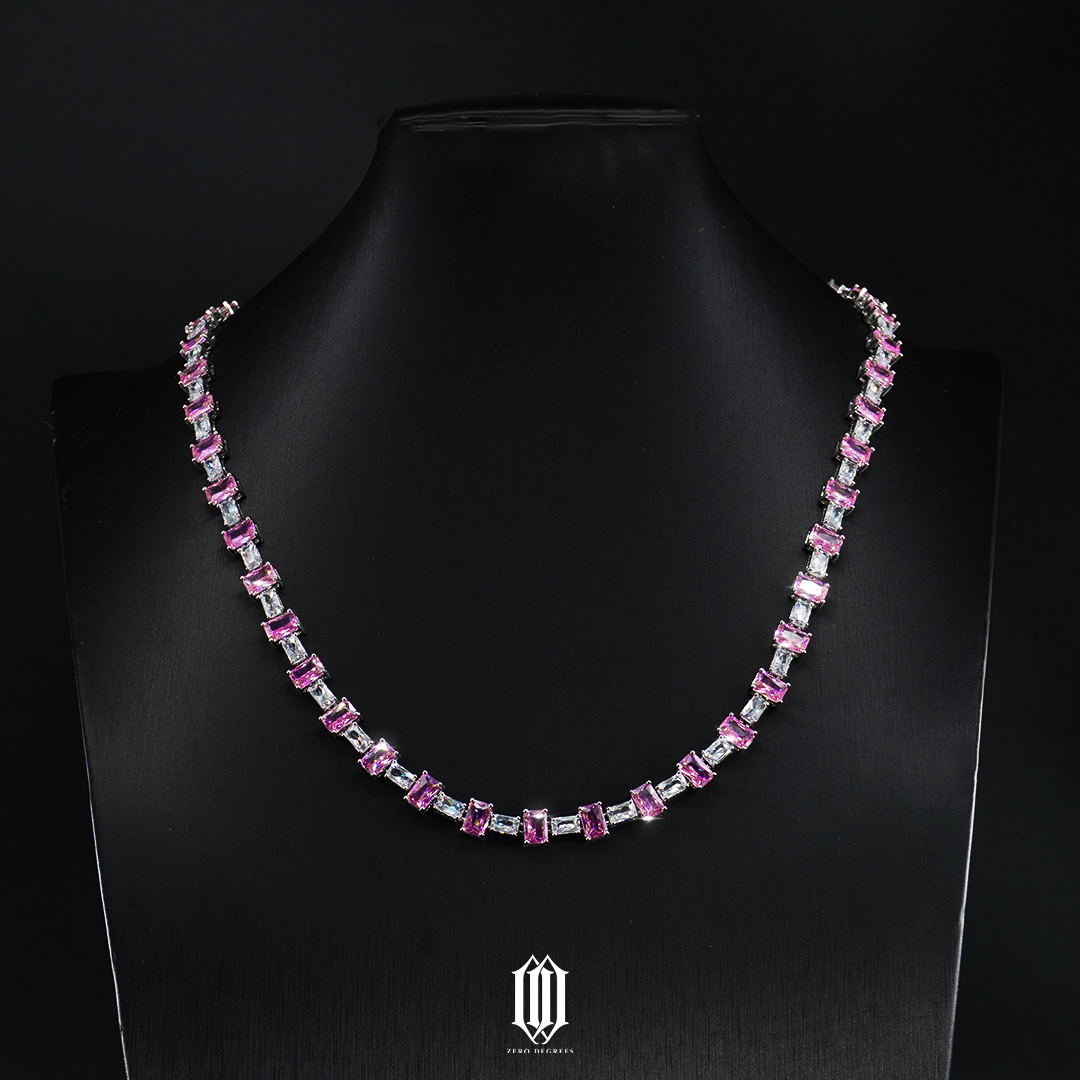 2-Tone Baguette Tennis Link Necklace