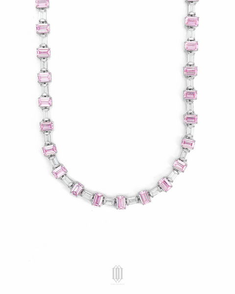 2-Tone Baguette Tennis Link Necklace