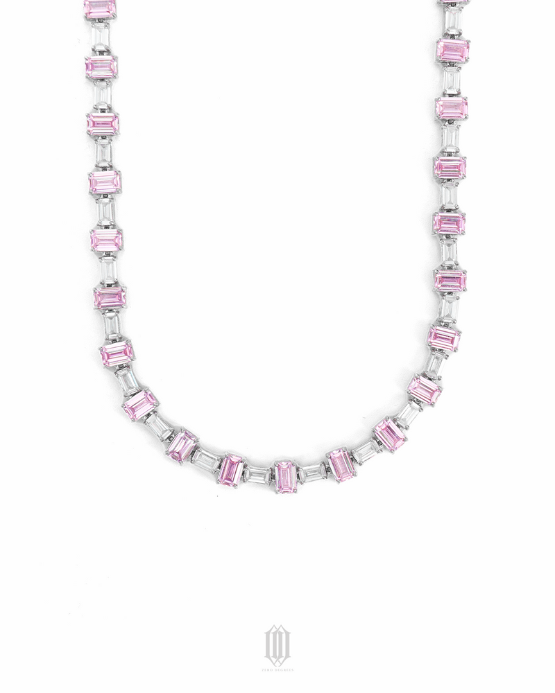 2-Tone Baguette Tennis Link Necklace