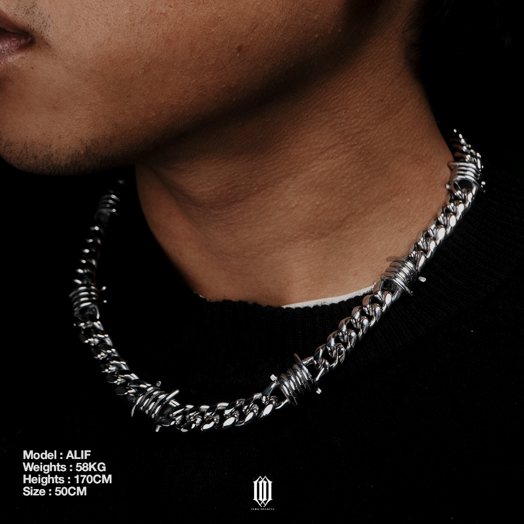 Barb Wire Plain Jane Cuban Link Necklace
