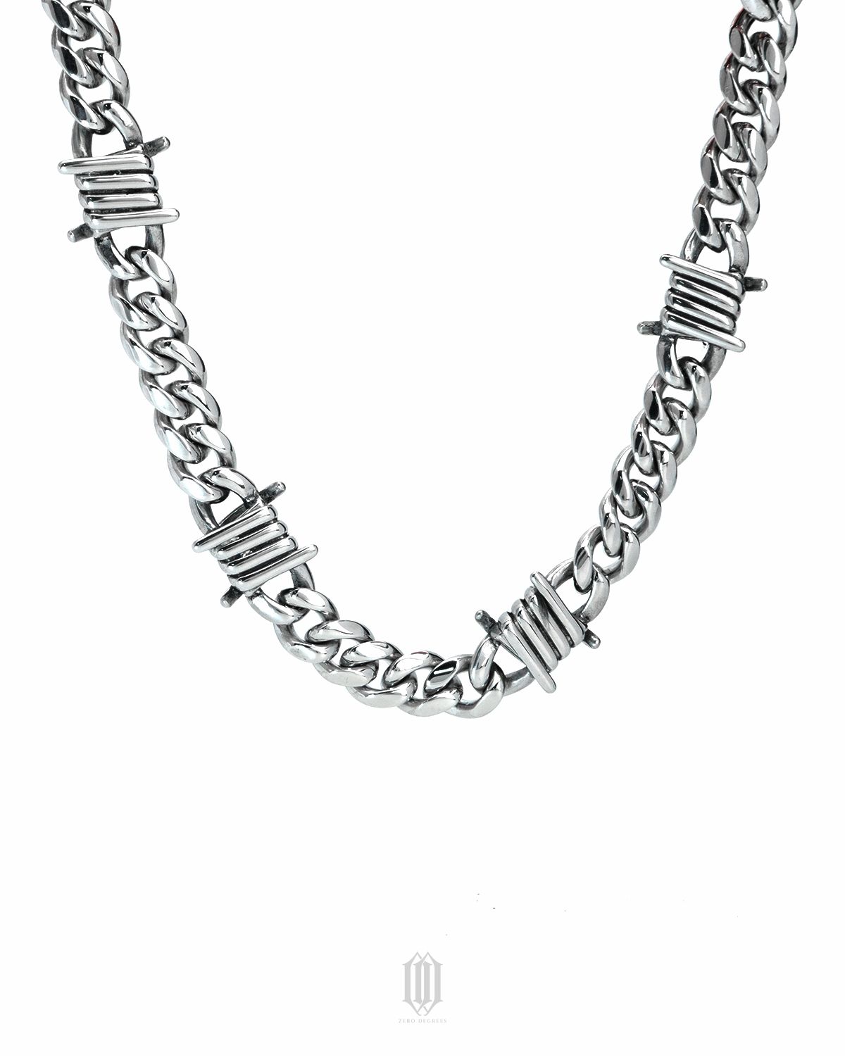Barb Wire Plain Jane Cuban Link Necklace