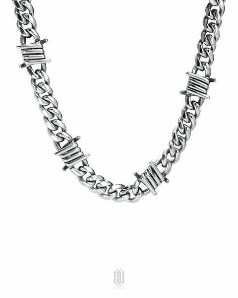Barb Wire Plain Jane Cuban Link Necklace
