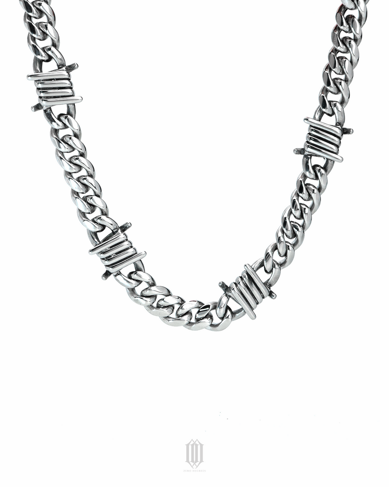 Barb Wire Plain Jane Cuban Link Necklace