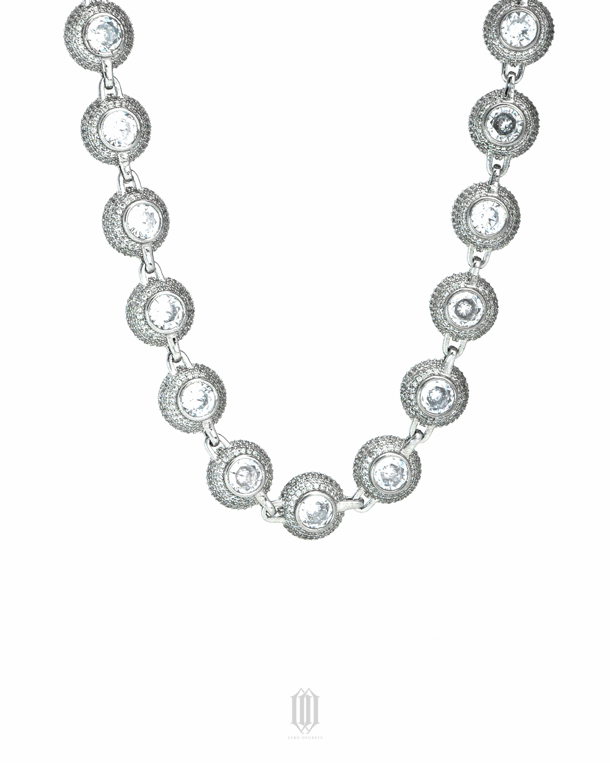Bezel Set Solitaire Sphere Link - White Gold