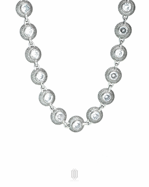 Bezel Set Solitaire Sphere Link - White Gold