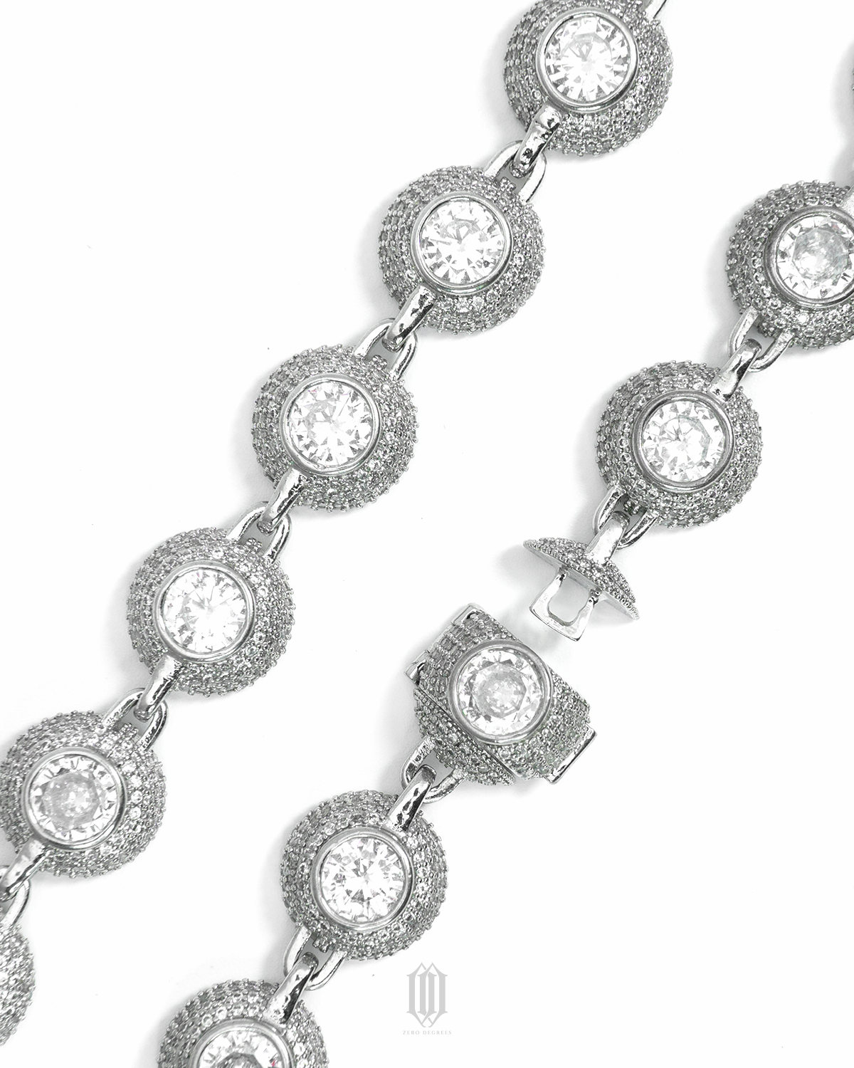 Bezel Set Solitaire Sphere Link - White Gold