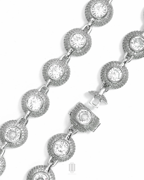 Bezel Set Solitaire Sphere Link - White Gold