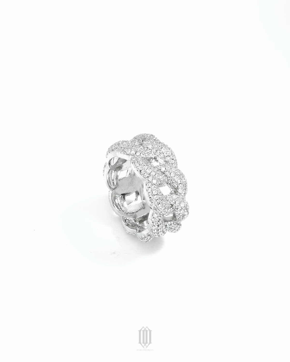 Bubbly Cuban Ring - White Gold