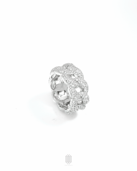 Bubbly Cuban Ring - White Gold