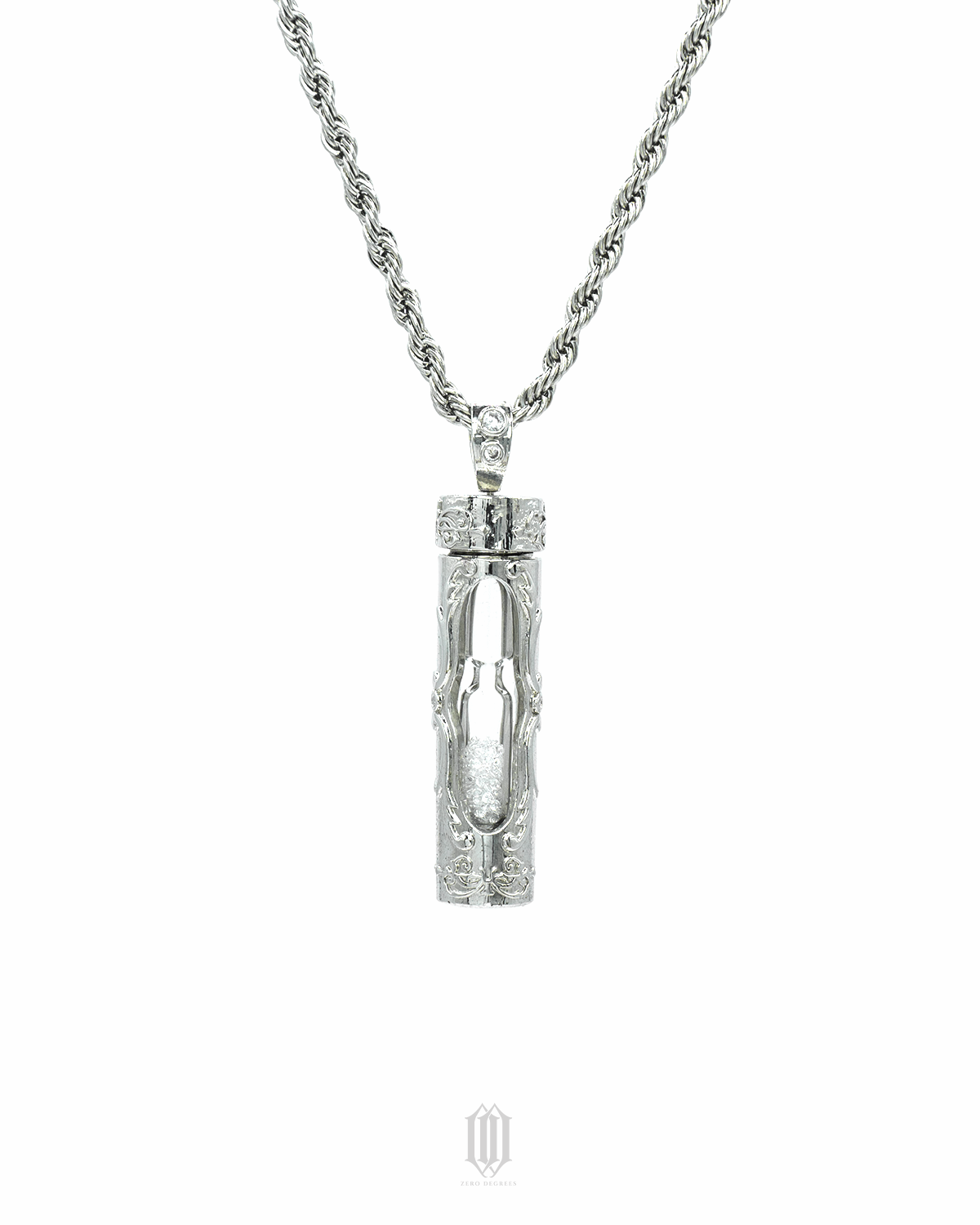 Chrono Hourglass Pendant - White Gold