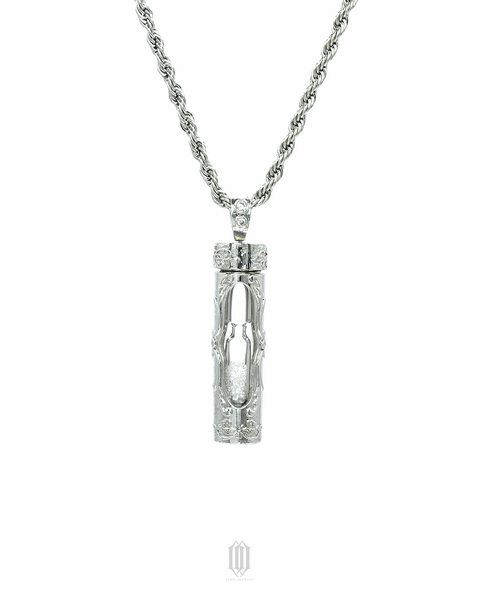 Chrono Hourglass Pendant - White Gold