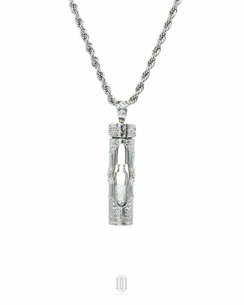 Chrono Hourglass Pendant - White Gold
