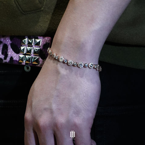 Clustered Round Brilliant Bracelet - Rose Gold