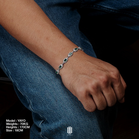 Clustered Baguette Emerald Bracelet - White Gold