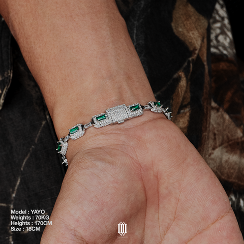 Clustered Baguette Emerald Bracelet - White Gold
