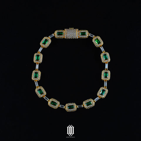 Clustered Baguette Emerald Bracelet - Gold