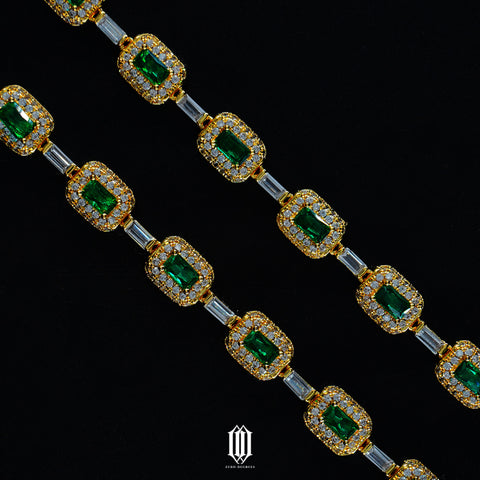 Clustered Baguette Emerald Bracelet - Gold