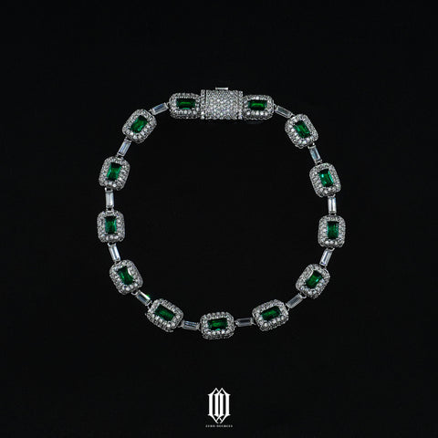 Clustered Baguette Emerald Bracelet - White Gold