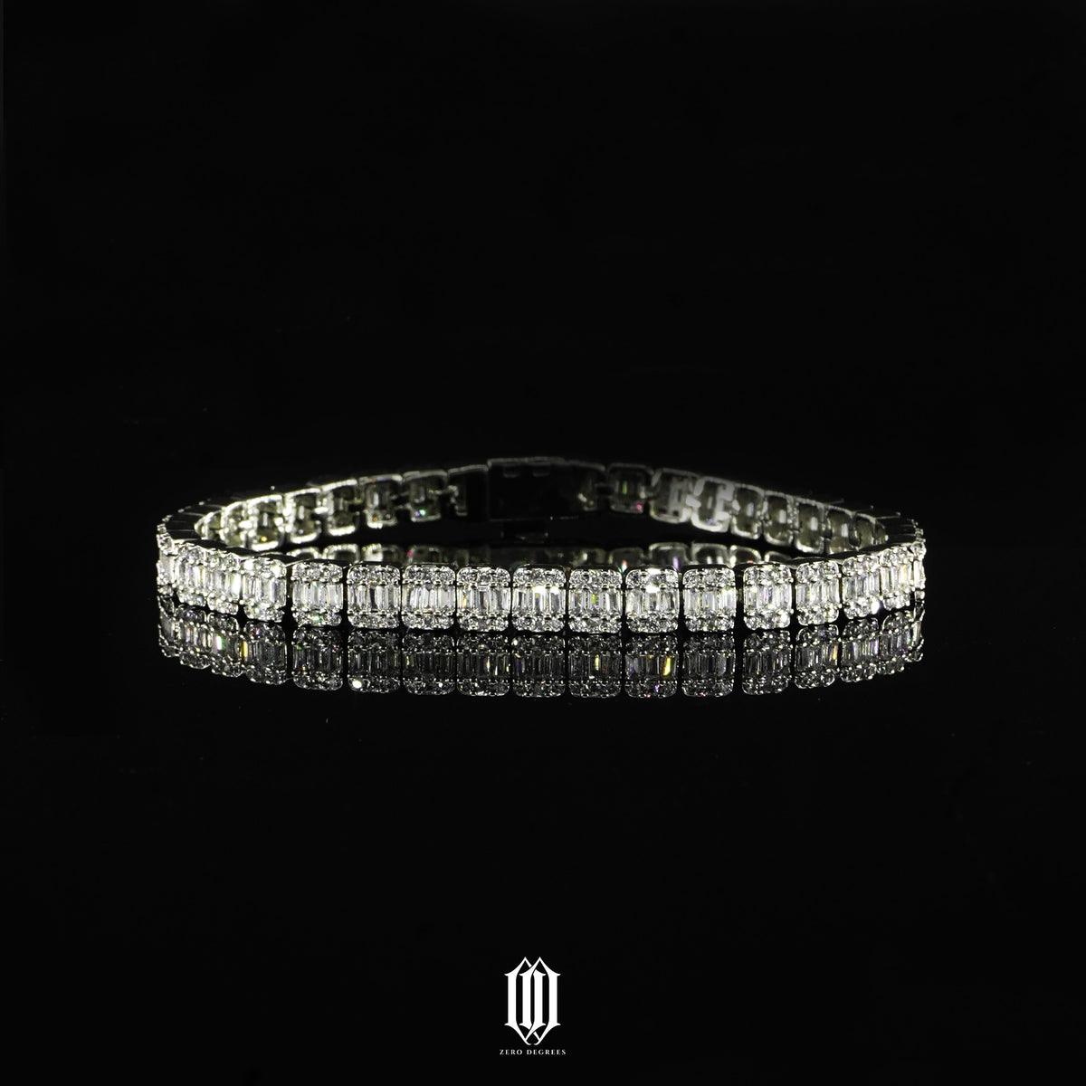 Clustered Baguette Tennis Bracelet - White Gold