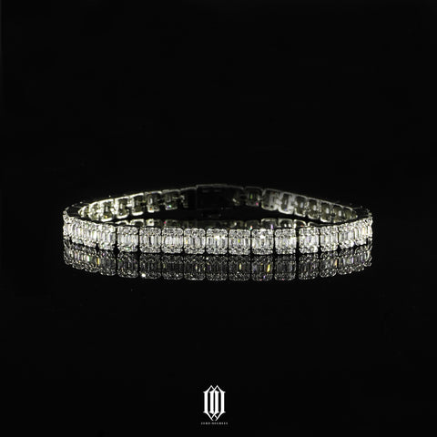 Clustered Baguette Tennis Bracelet - White Gold