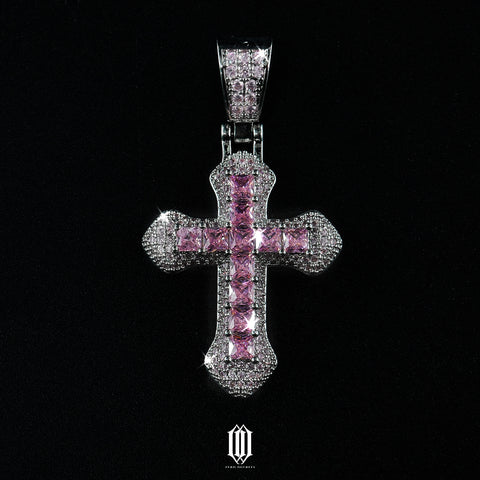 Clustered Cross Pendant - Pink