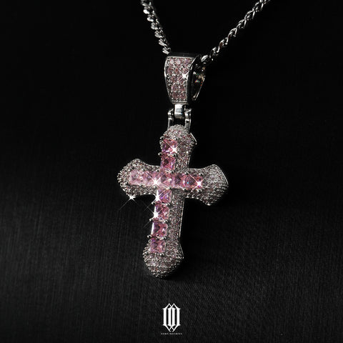 Clustered Cross Pendant - Pink