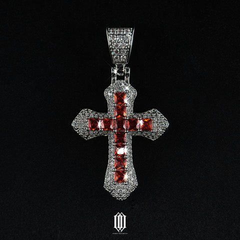 Clustered Cross Pendant - Red