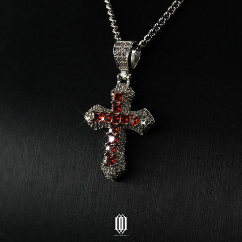 Clustered Cross Pendant - Red