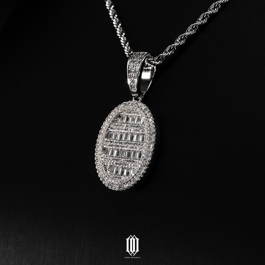 Clustered Oval Baguette Pendant - White Gold