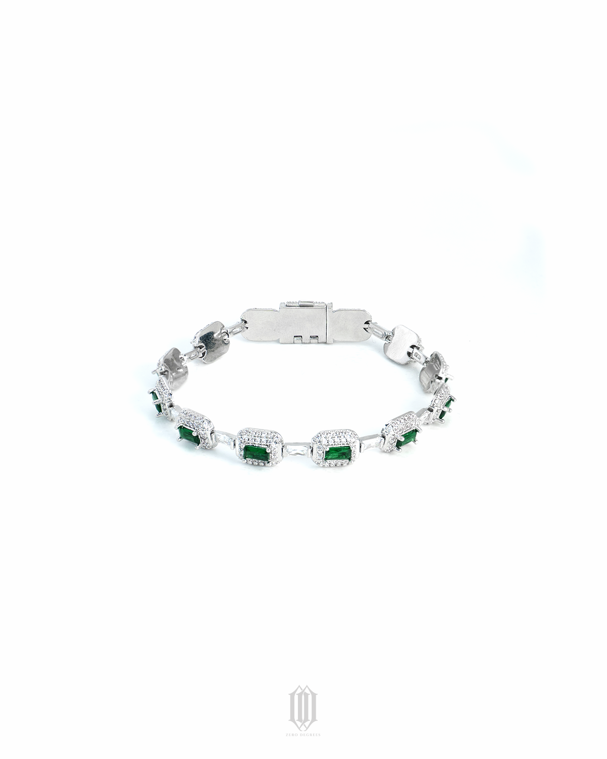 Clustered Baguette Emerald Bracelet - White Gold