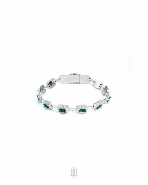 Clustered Baguette Emerald Bracelet - White Gold
