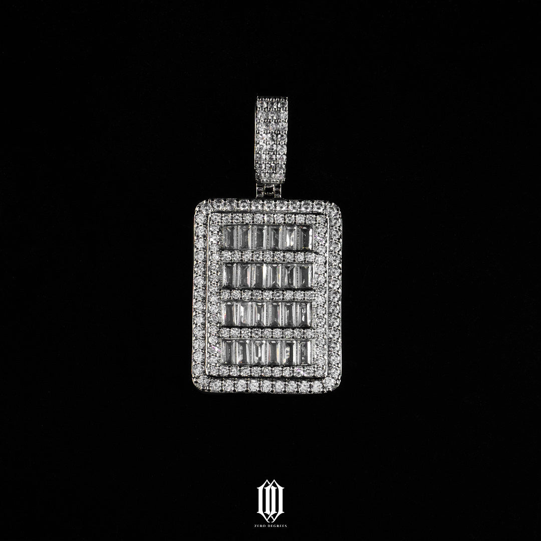 Clustered Baguette Pendant - White Gold