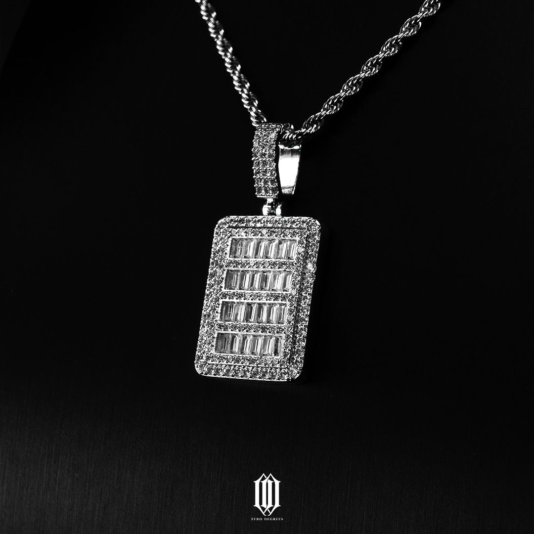 Clustered Baguette Pendant - White Gold