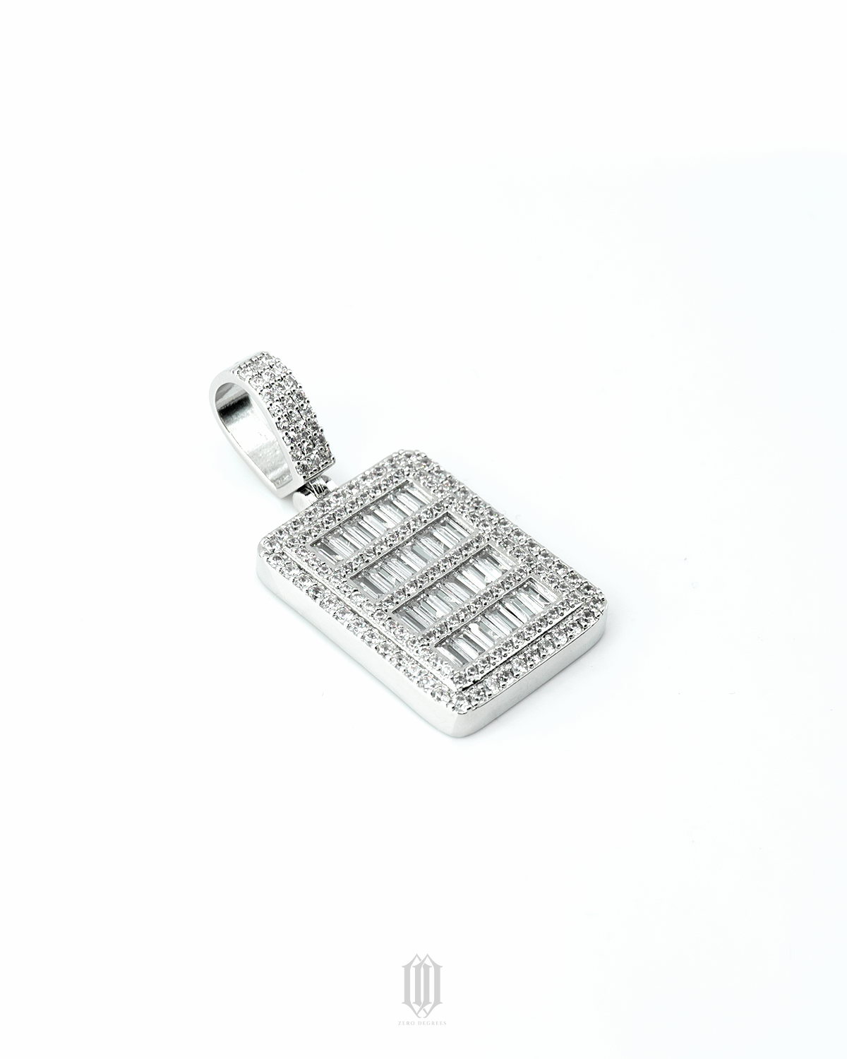 Clustered Baguette Pendant - White Gold