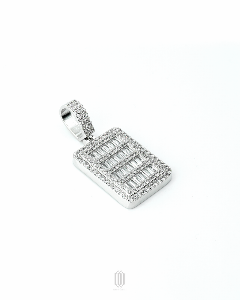 Clustered Baguette Pendant - White Gold