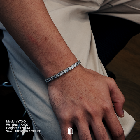 Clustered Baguette Tennis Bracelet - White Gold