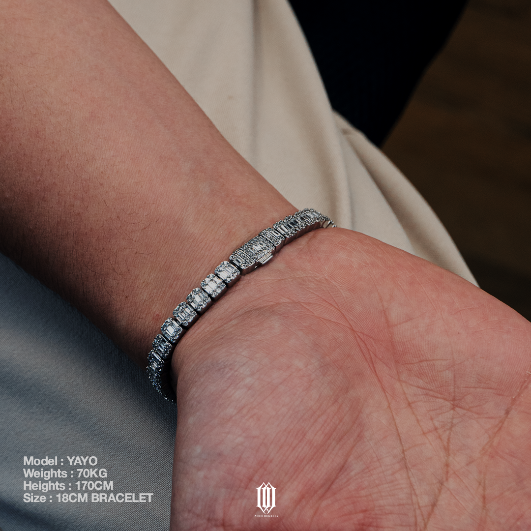 Clustered Baguette Tennis Bracelet - White Gold