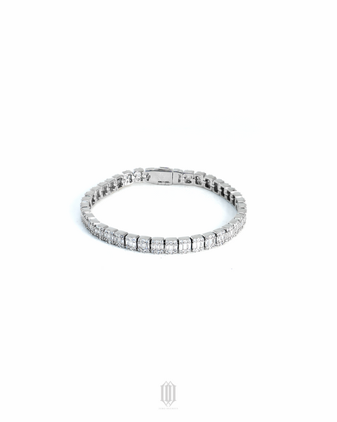 Clustered Baguette Tennis Bracelet - White Gold