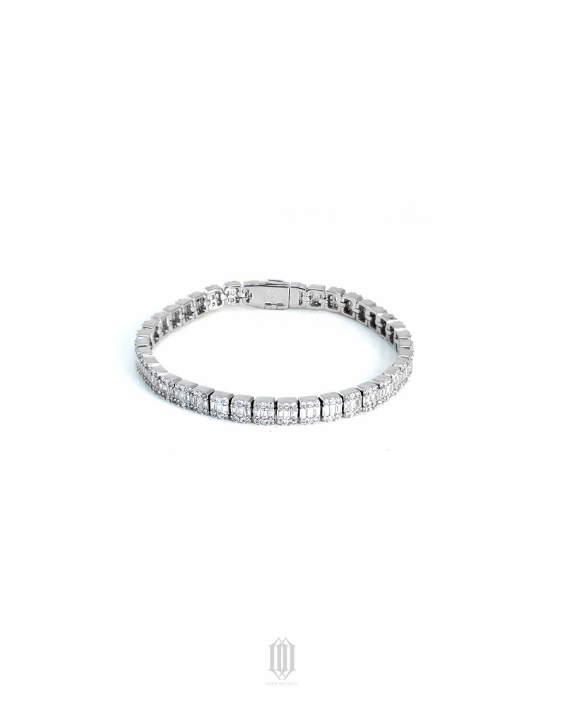 Clustered Baguette Tennis Bracelet - White Gold
