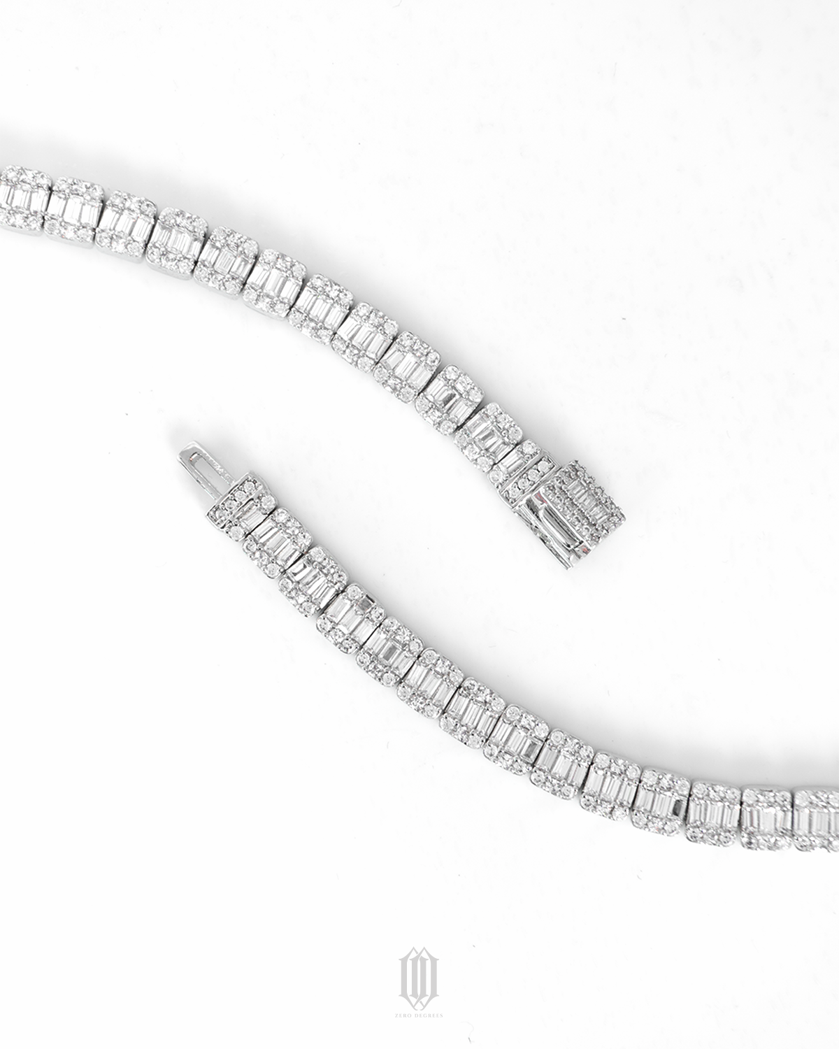 Clustered Baguette Tennis Bracelet - White Gold