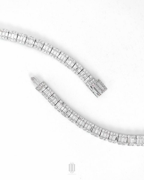 Clustered Baguette Tennis Bracelet - White Gold