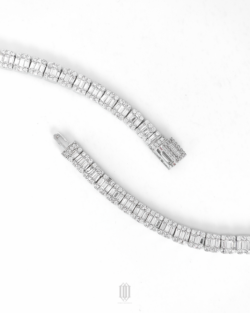 Clustered Baguette Tennis Bracelet - White Gold