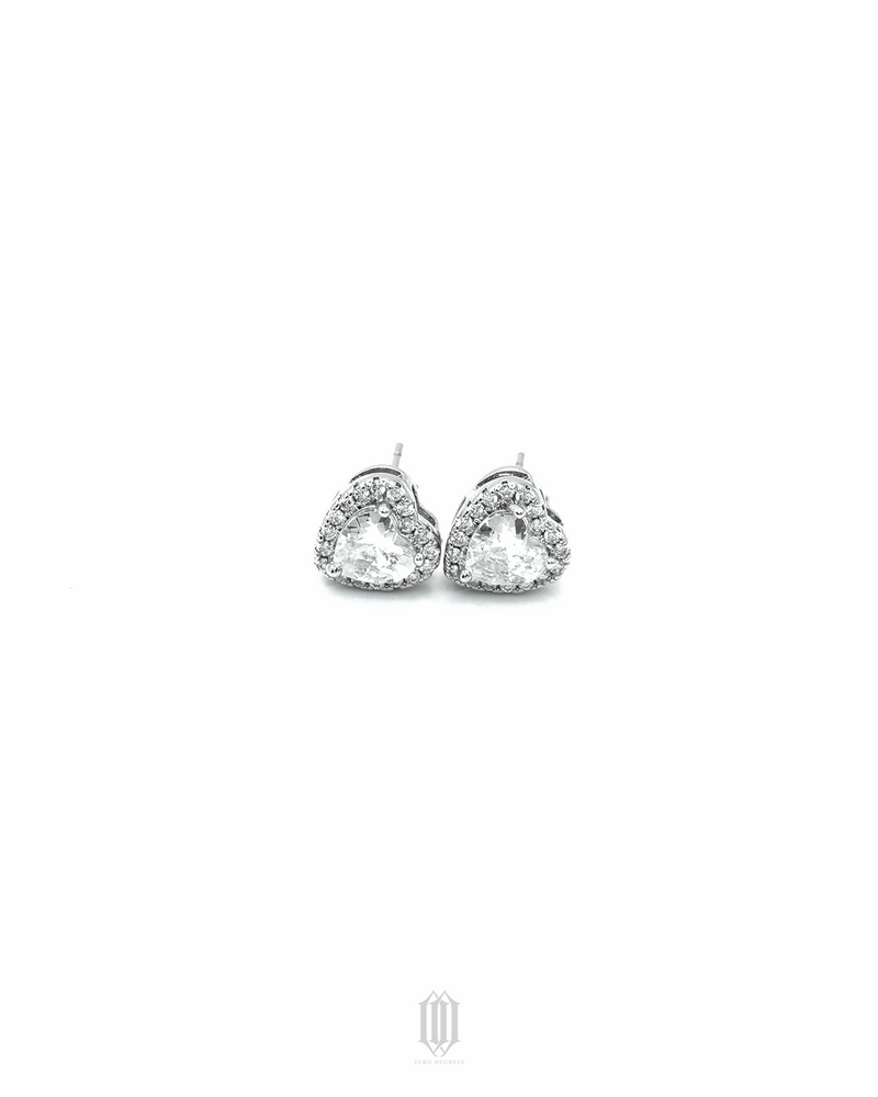 Clustered Heart Cut Earstuds - White Gold