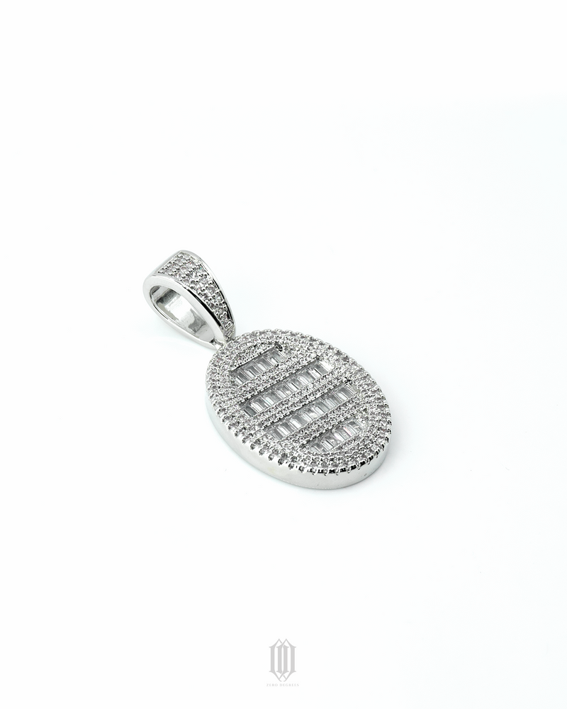 Clustered Oval Baguette Pendant - White Gold