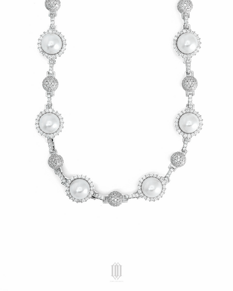 Clustered Pearl Necklace - White Gold